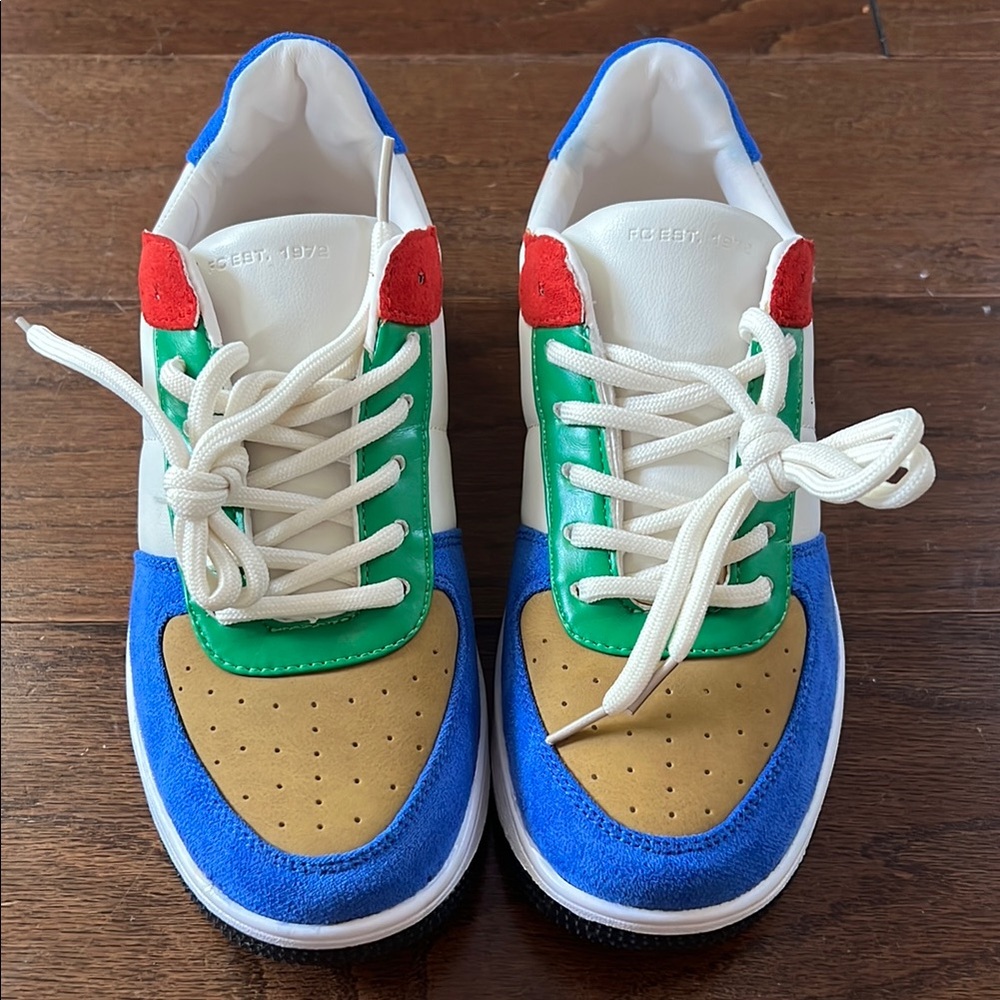 Colorful Sneakers with Blue and Green Accents